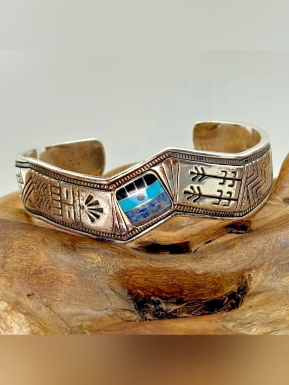 Carolyn Pollack Relios 925 Sterling Inlay Cuff Bracelet 42.5g
